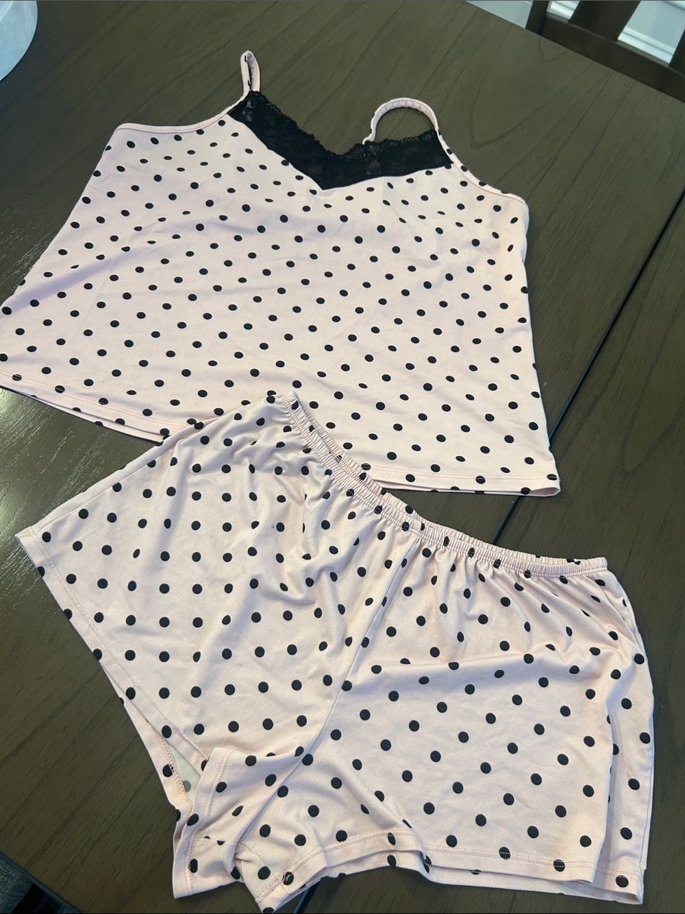 Pink Polka Dot Lace-Trim Cami & Shorts Sleep Set